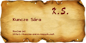 Kuncze Sára névjegykártya